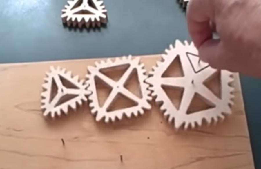triangle, square, and pentagonal gears
