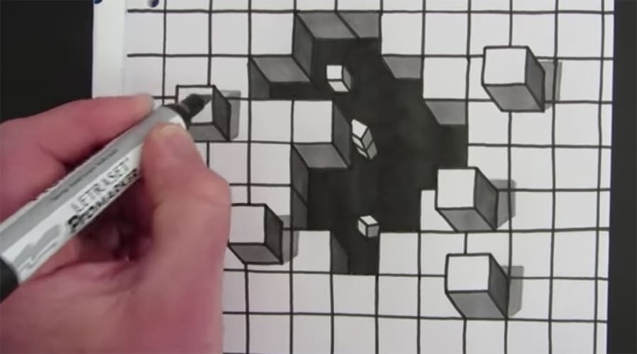 cube hole drawing