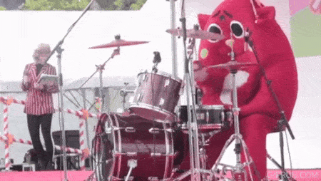 nyango star mascot drummer shredding