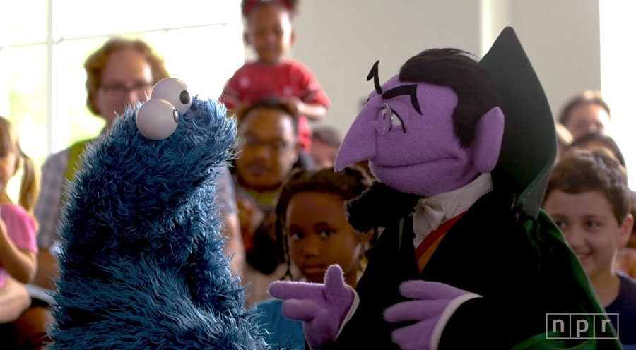 tiny desk with muppets cookie and the count