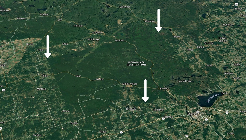 Menominee Reservation Forests - image from above