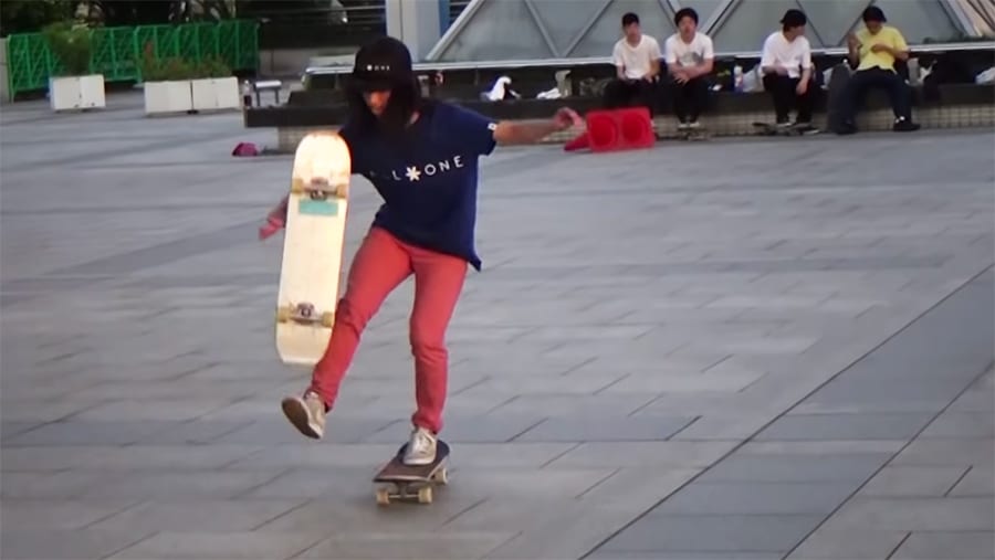 yamamoto with two skateboards