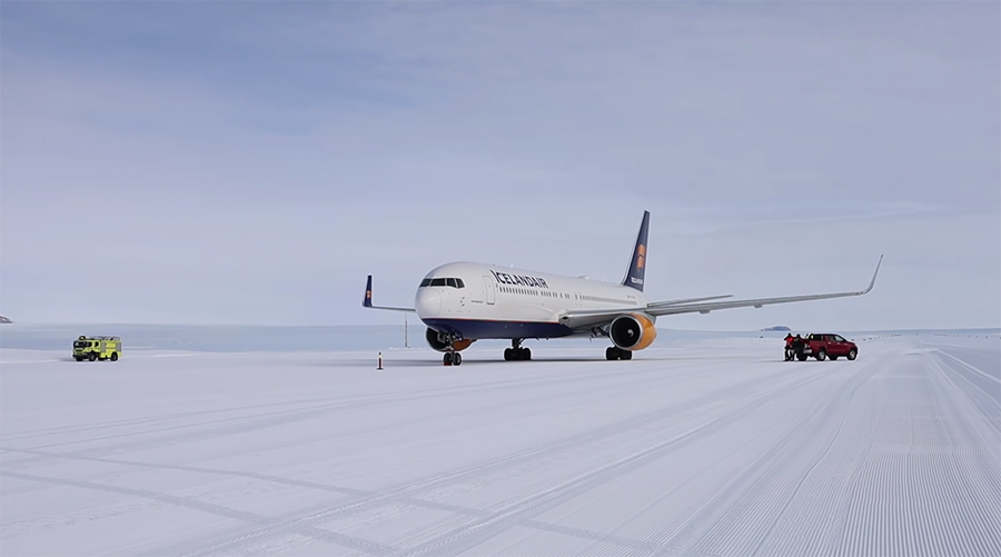 taxiing on the glacier runway