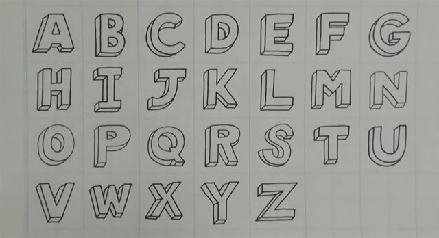 3D letters in pen