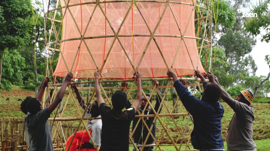 assembling the water tower
