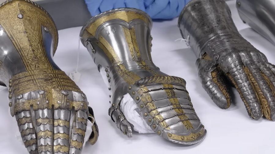 three gauntlets from the 16th century